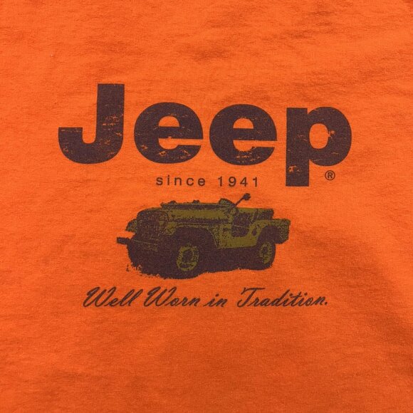 Vintage Jeep Graphic Tee Mens 2XL XXL y2k Short Sleeve Orange Shirt Off Road - Picture 3 of 8